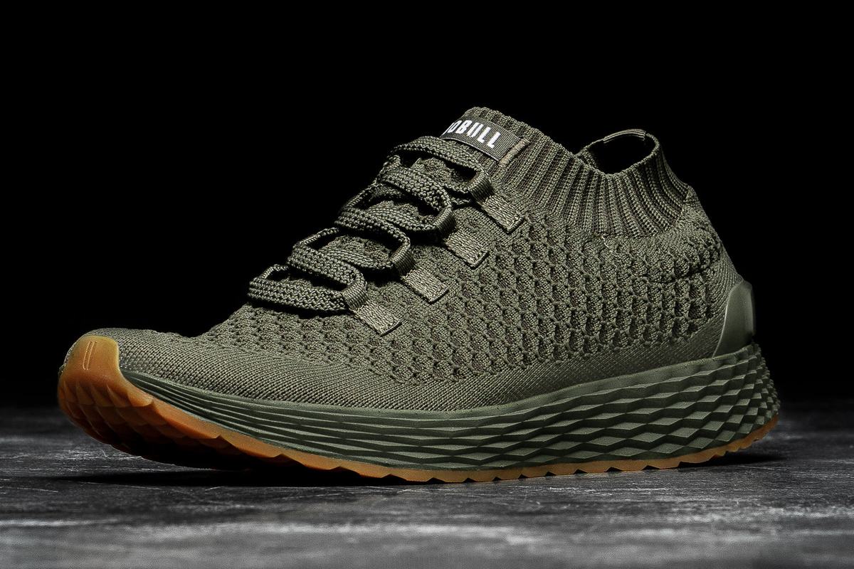 Nobull Army Knit Runner Men\'s Running Shoes Olive | Australia (RL0658)